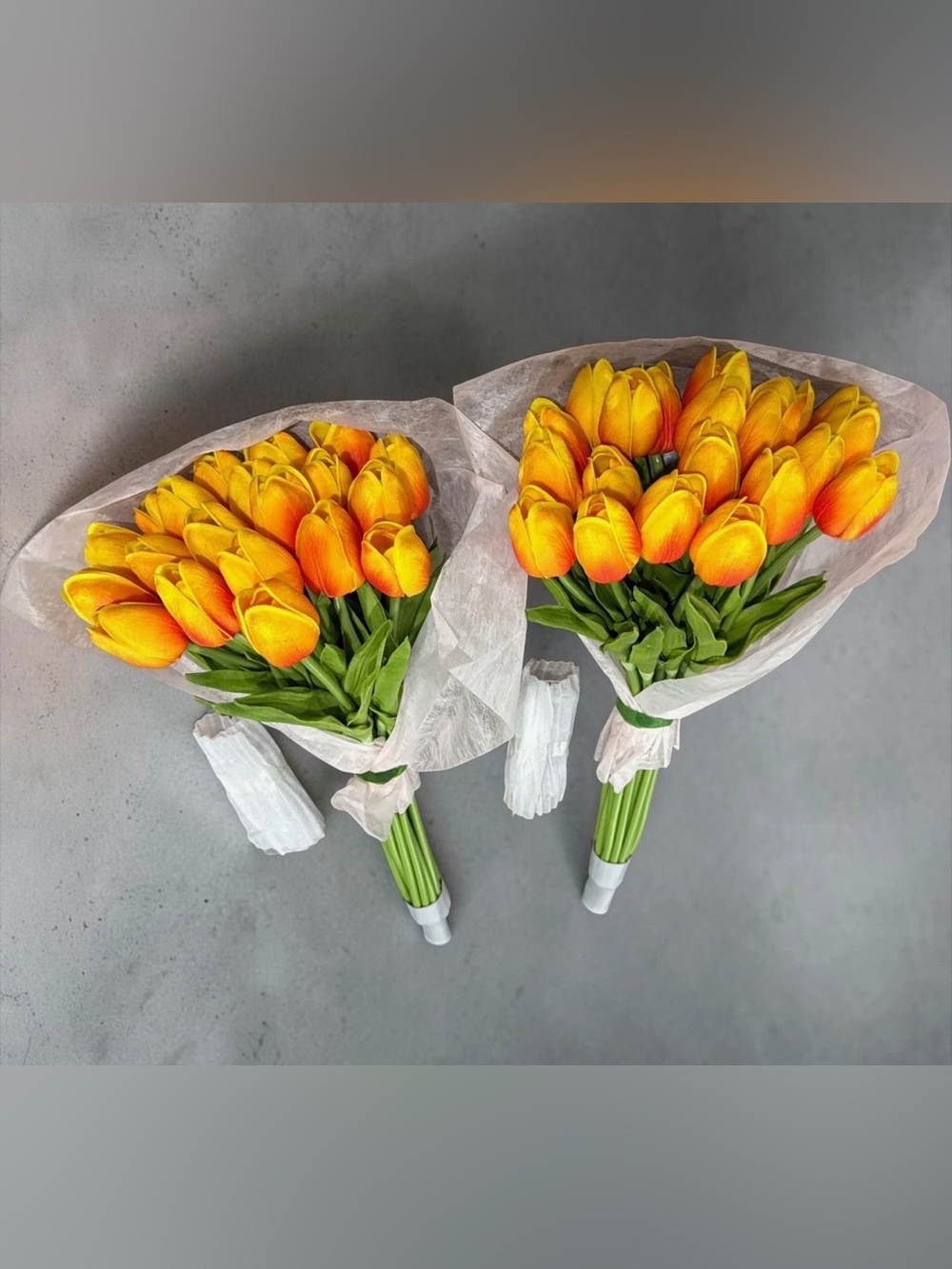 Bright Yellow-Orange Tulip Bouquets - Set of 2